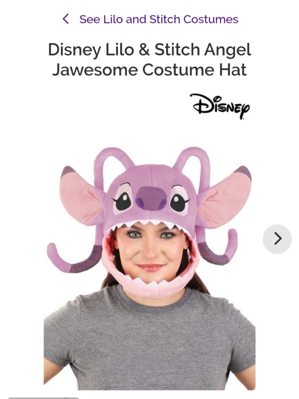 Disney Angel Jawesome Plush Character Hat in Purple and Pink